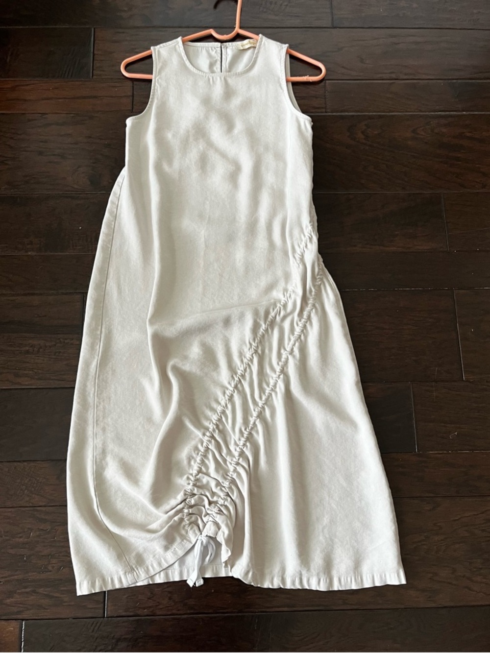 Penelope cream Dress with ruched columns; Size XS